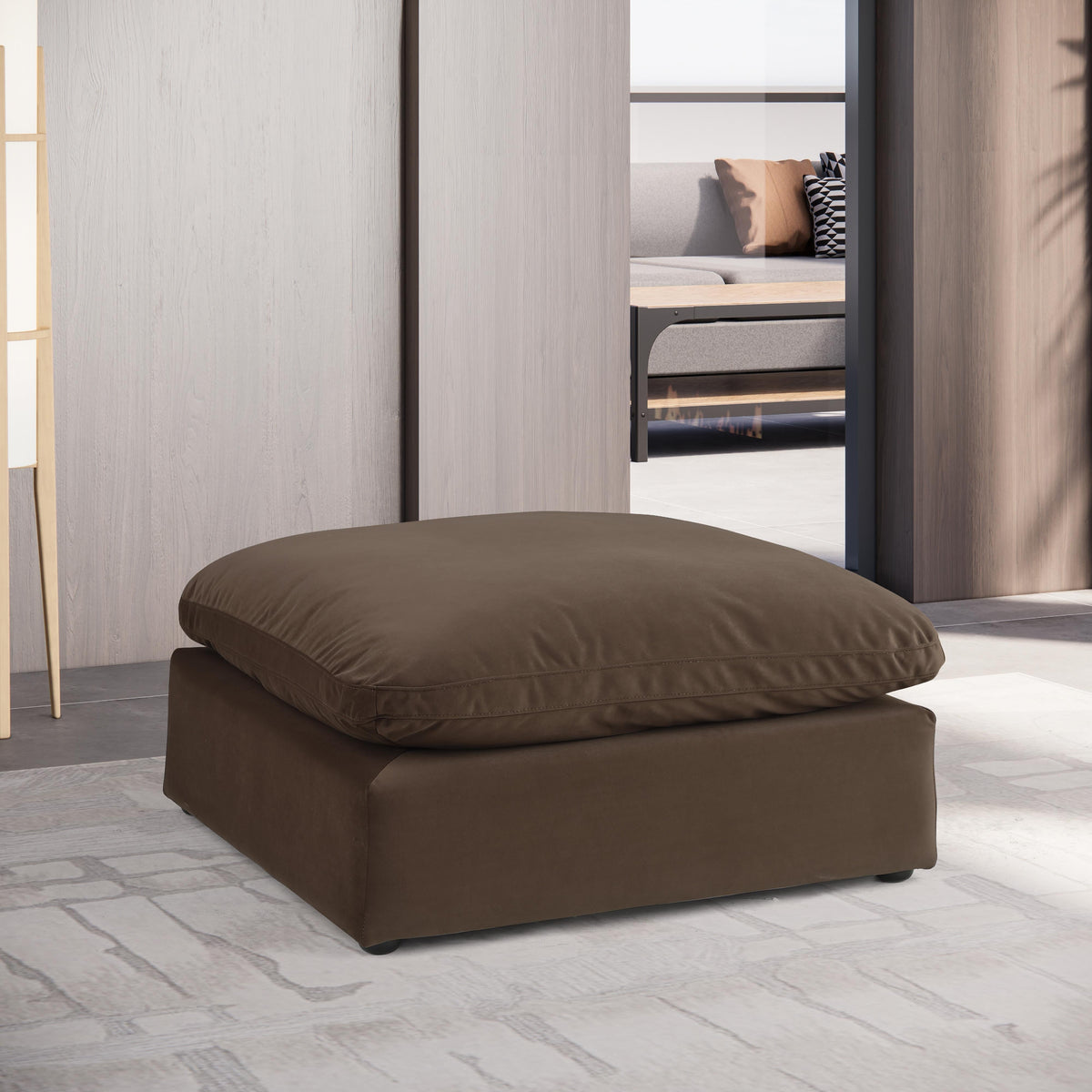 Meridian Comfy Brown Velvet Modular Ottoman