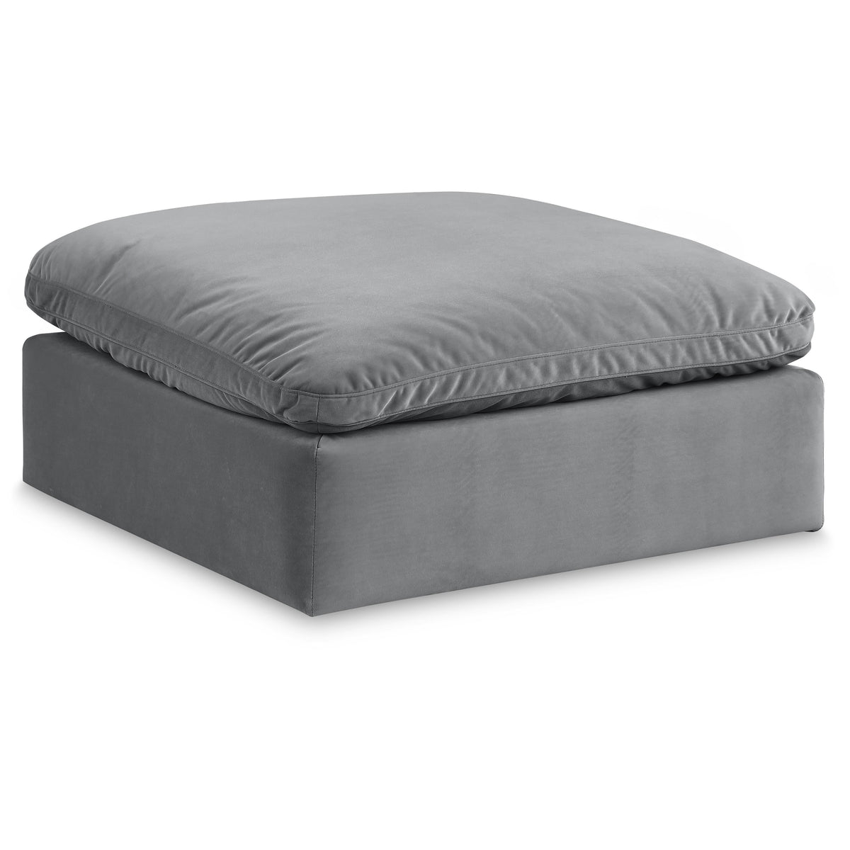 Meridian Comfy Grey Velvet Modular Ottoman