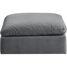 Meridian Comfy Grey Velvet Modular Ottoman