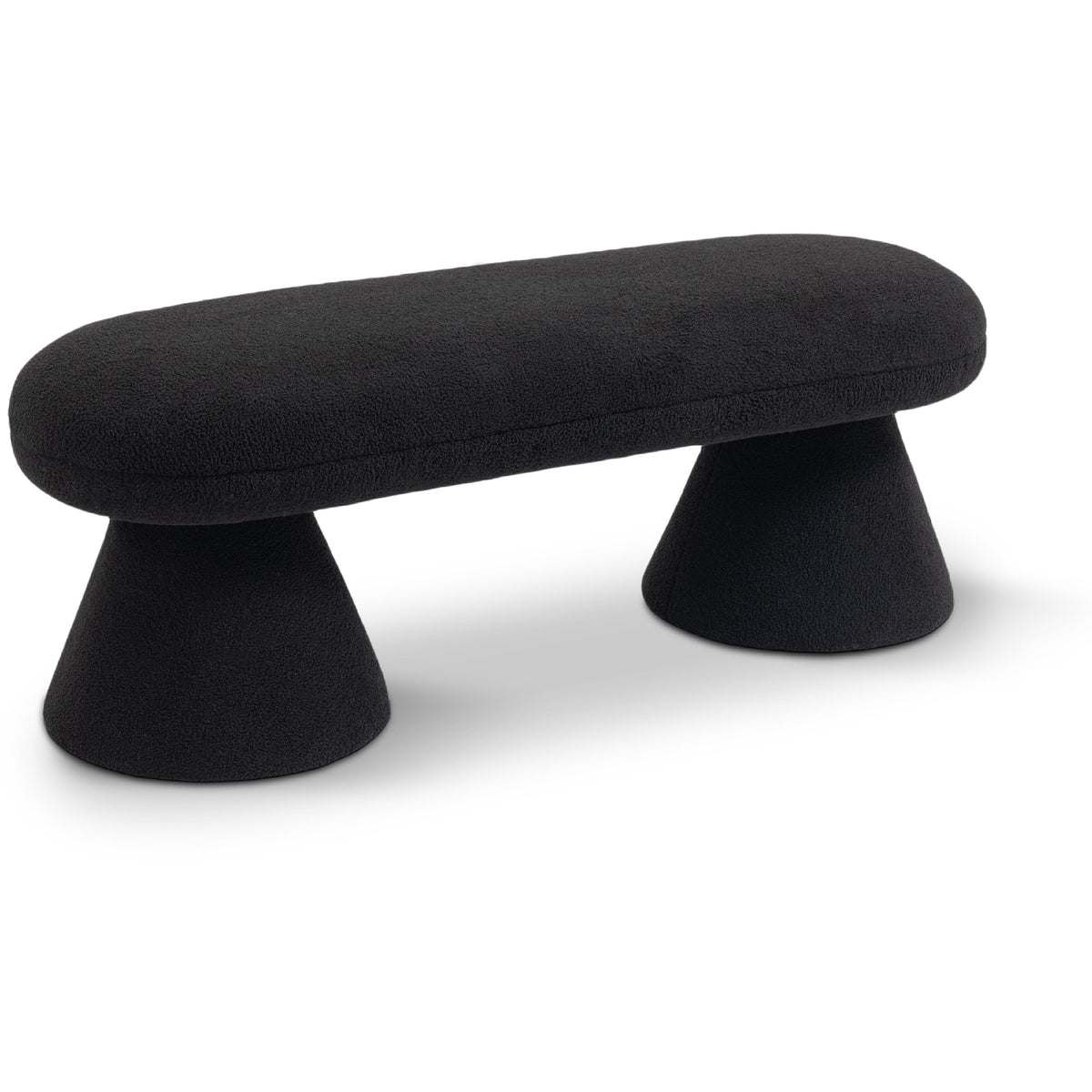 Meridian Drum Black Faux Shearling Teddy Fabric Bench
