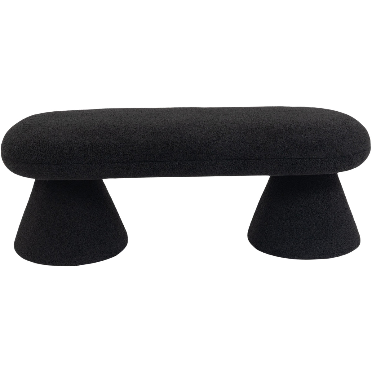 Meridian Drum Black Faux Shearling Teddy Fabric Bench