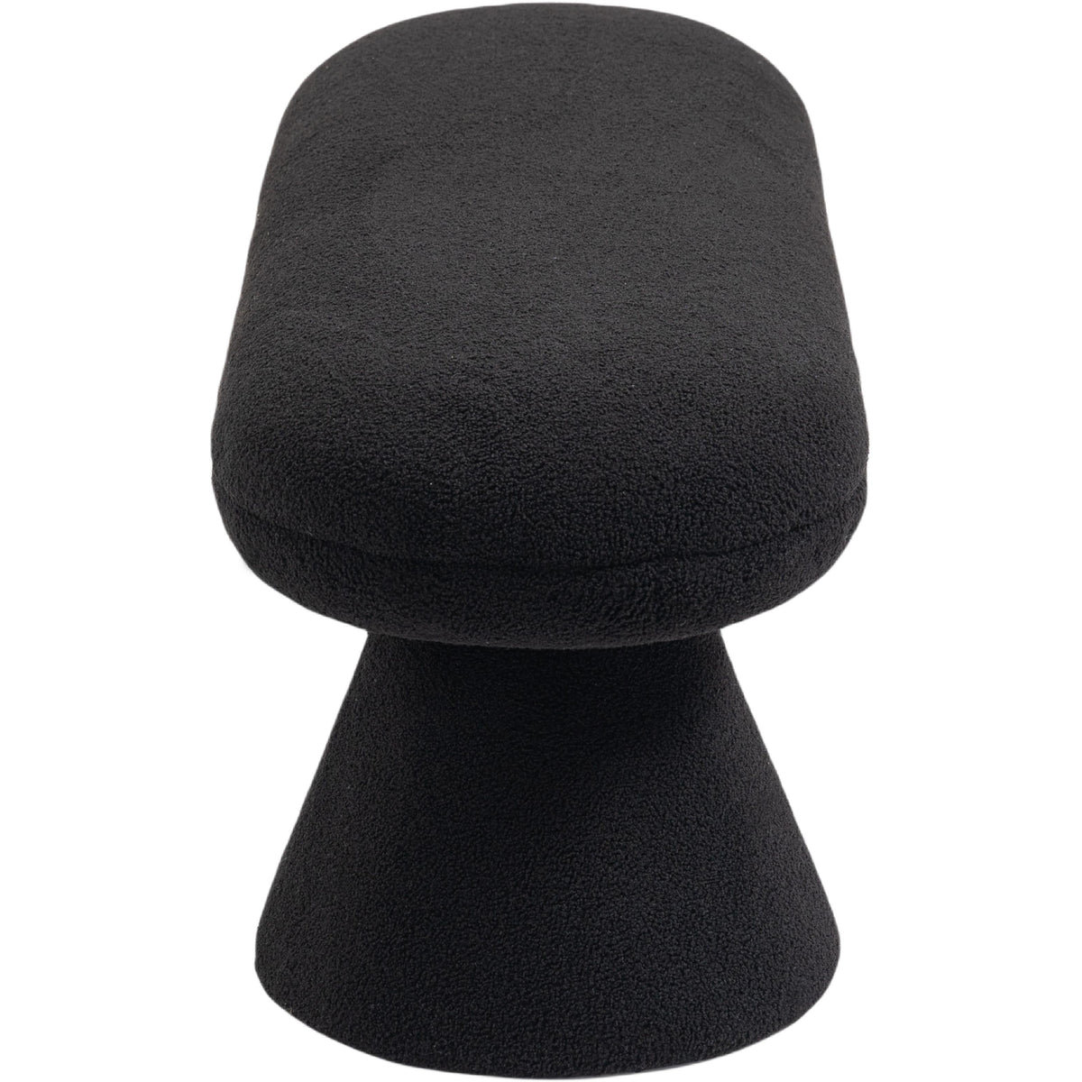 Meridian Drum Black Faux Shearling Teddy Fabric Bench