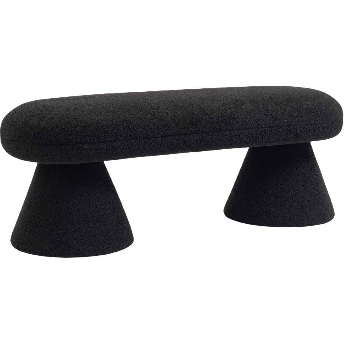 Meridian Drum Black Faux Shearling Teddy Fabric Bench