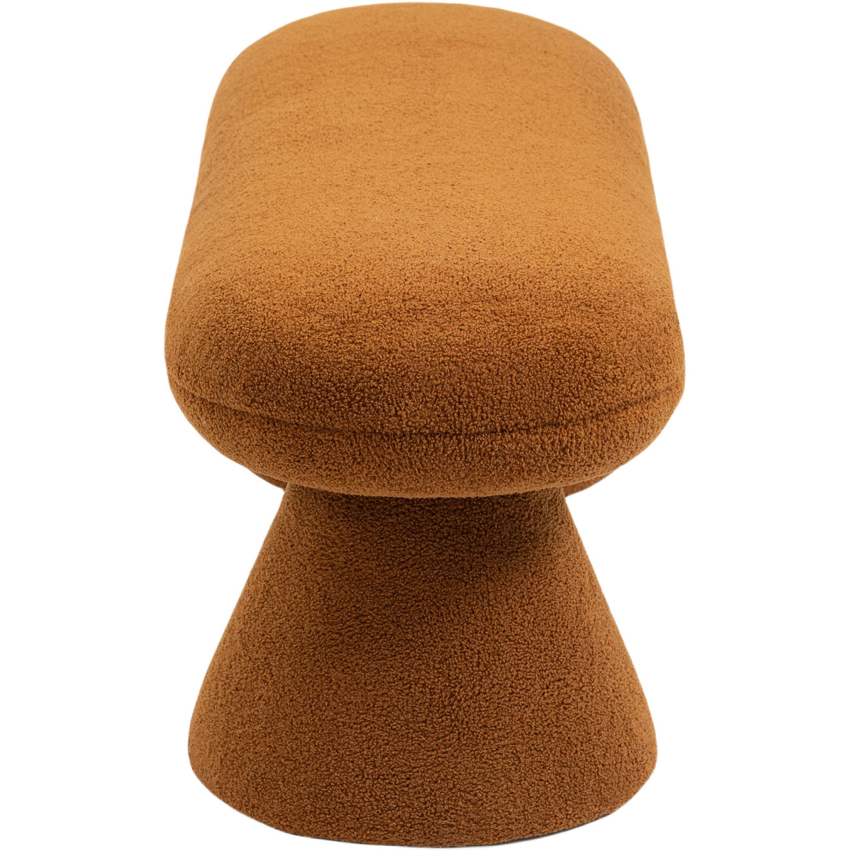 Meridian Drum Saddle Faux Shearling Teddy Fabric Bench