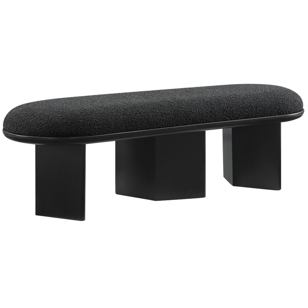 Meridian Wilshire Black Boucle Fabric Bench