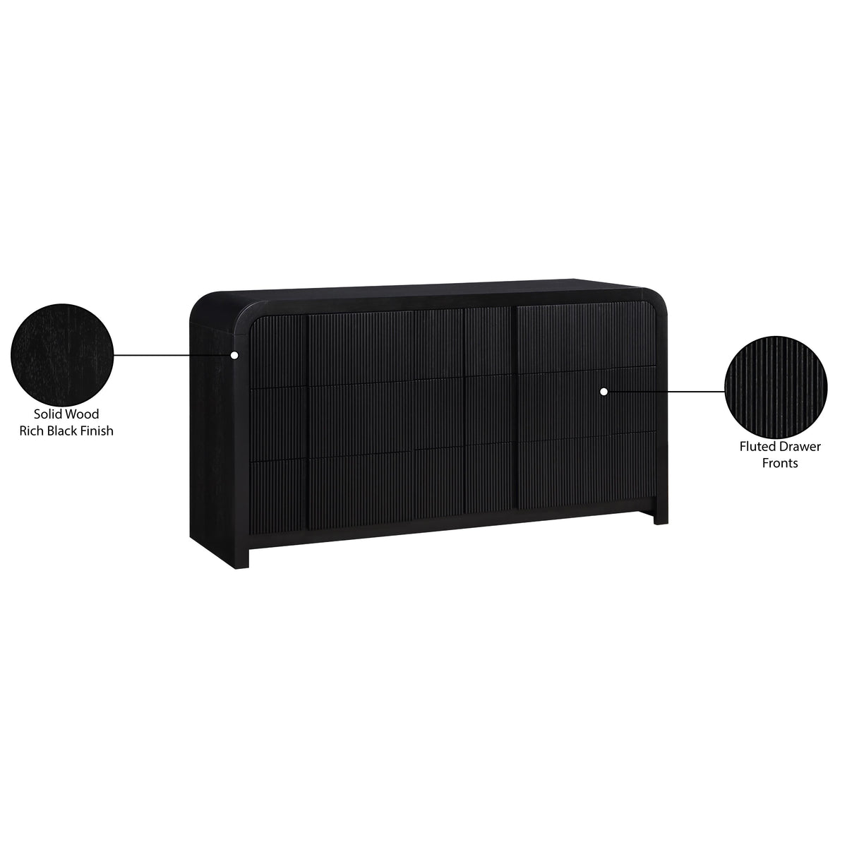 Meridian Fluted Black Dresser