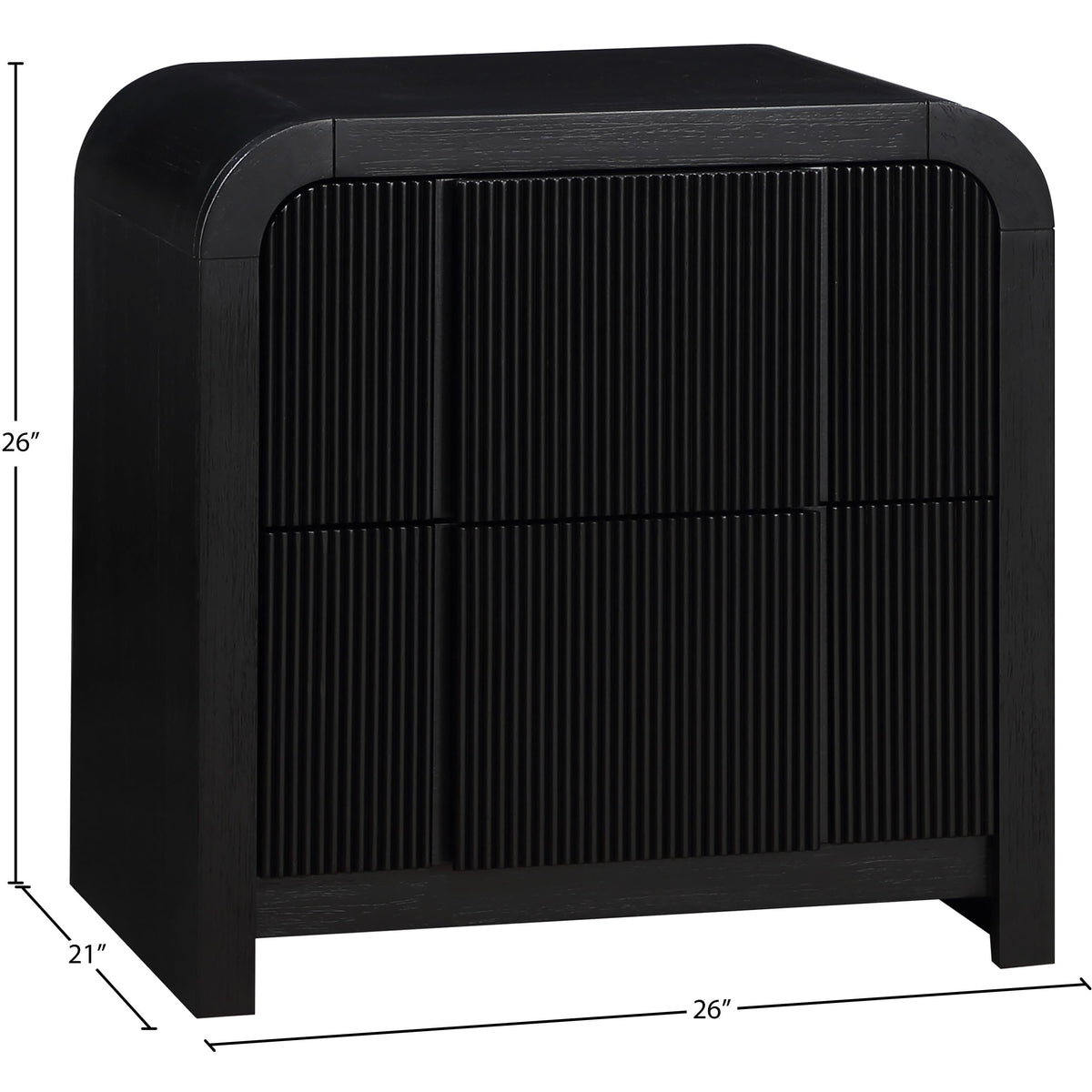 Meridian Fluted Black Night Stand