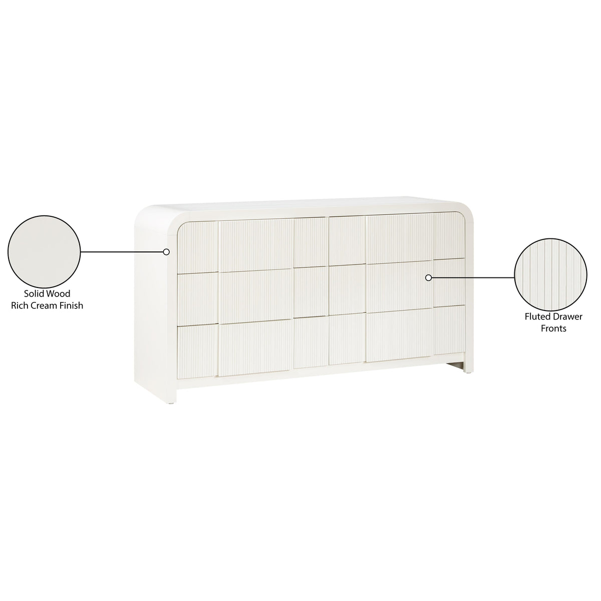 Meridian Fluted Cream Dresser