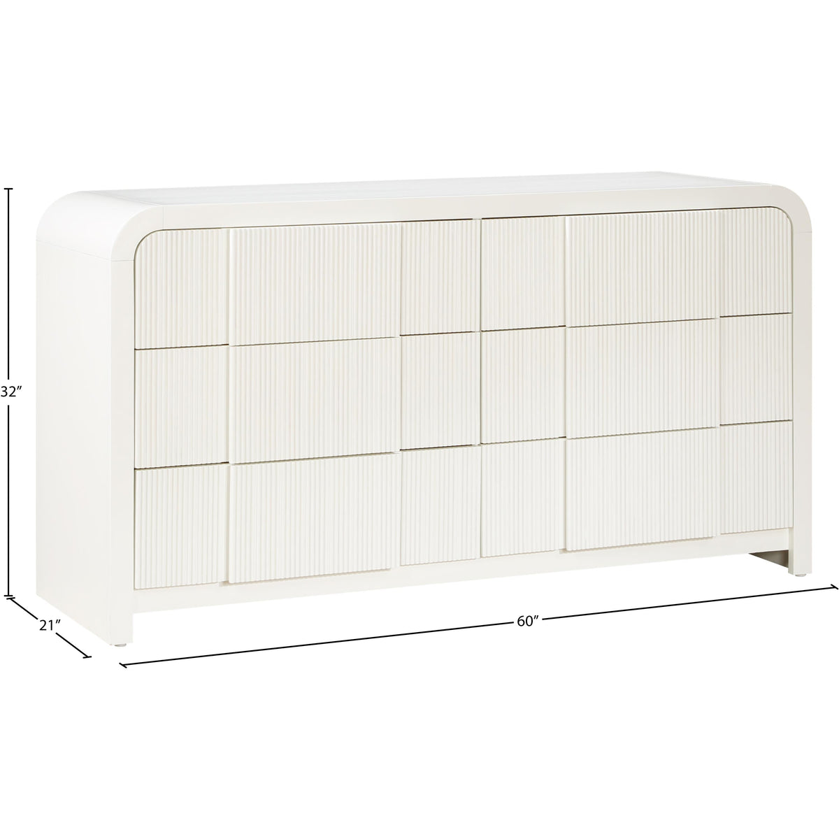 Meridian Fluted Cream Dresser
