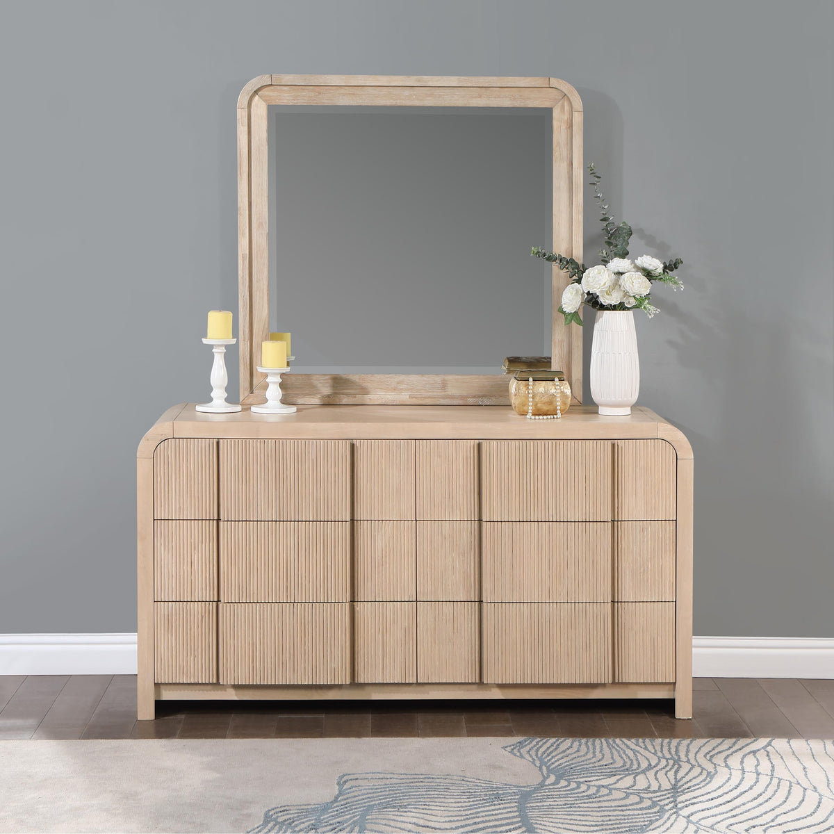 Meridian Fluted Natural Mirror