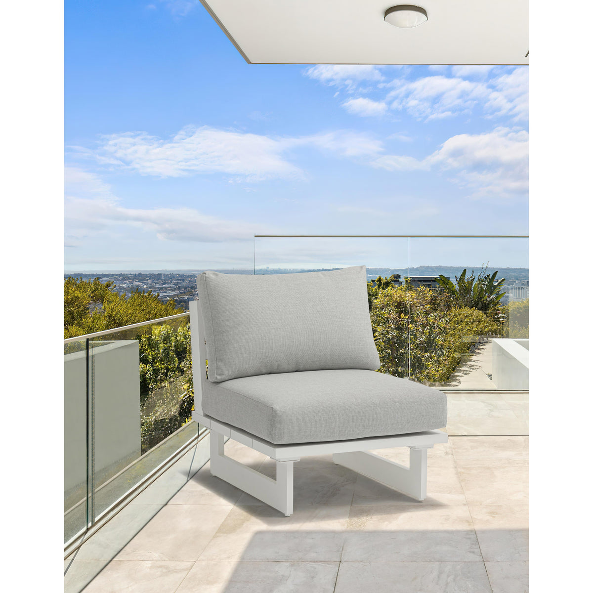 Meridian Maldives Grey Water Resistant Fabric Outdoor Patio Armless Chair