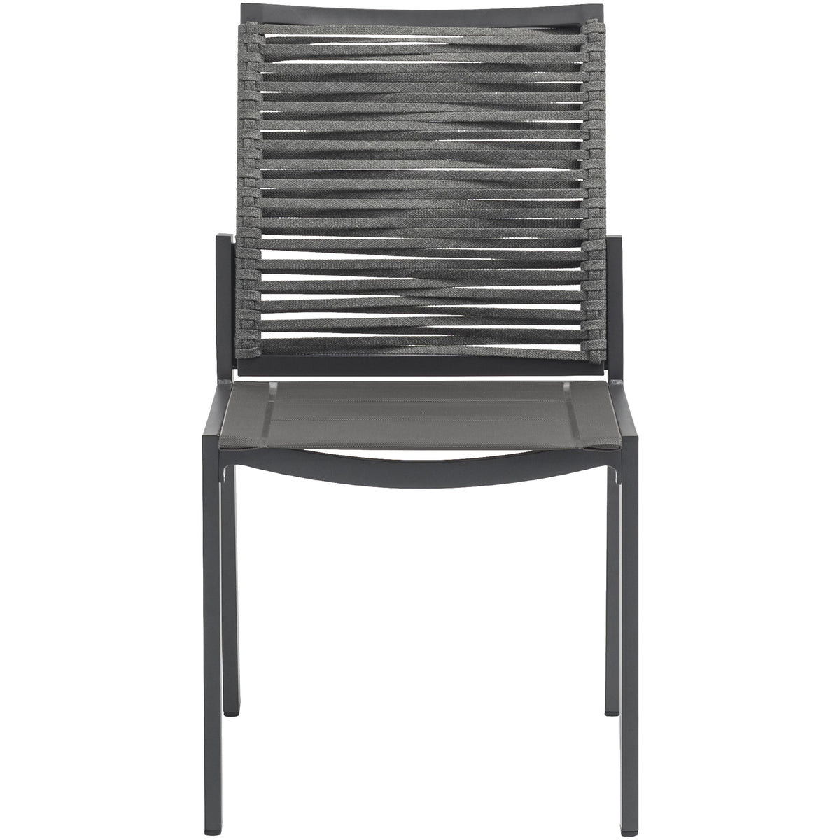 Meridian Maldives Grey Rope Fabric Outdoor Patio Dining Side Chair