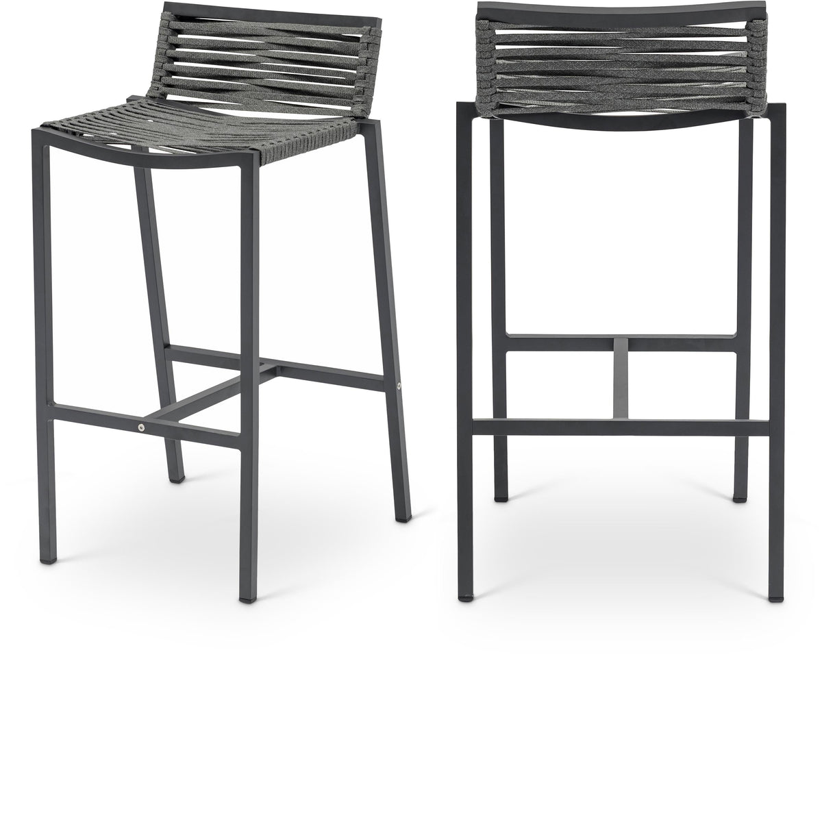 Meridian Maldives Grey Rope Fabric Outdoor Patio Barstool