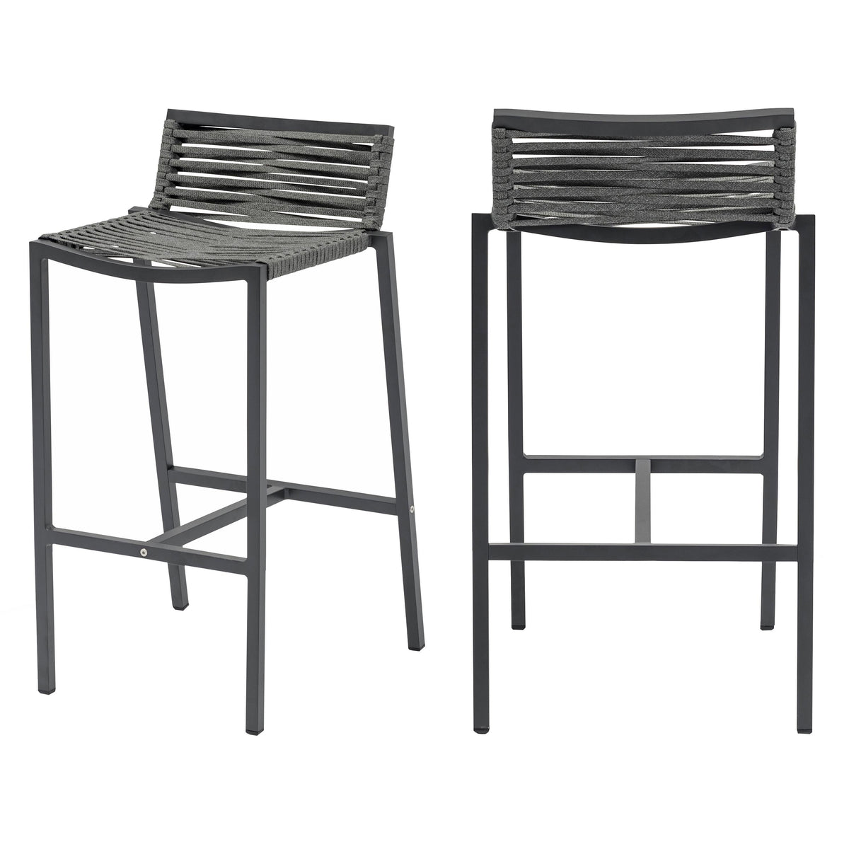 Meridian Maldives Grey Rope Fabric Outdoor Patio Barstool