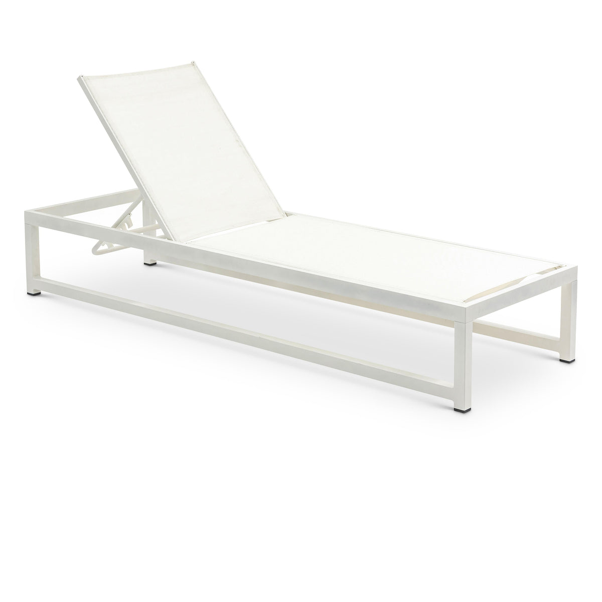 Meridian Maldives Cream Mesh Water Resistant Fabric Outdoor Patio Adjustable Sun Chaise Lounge Chair