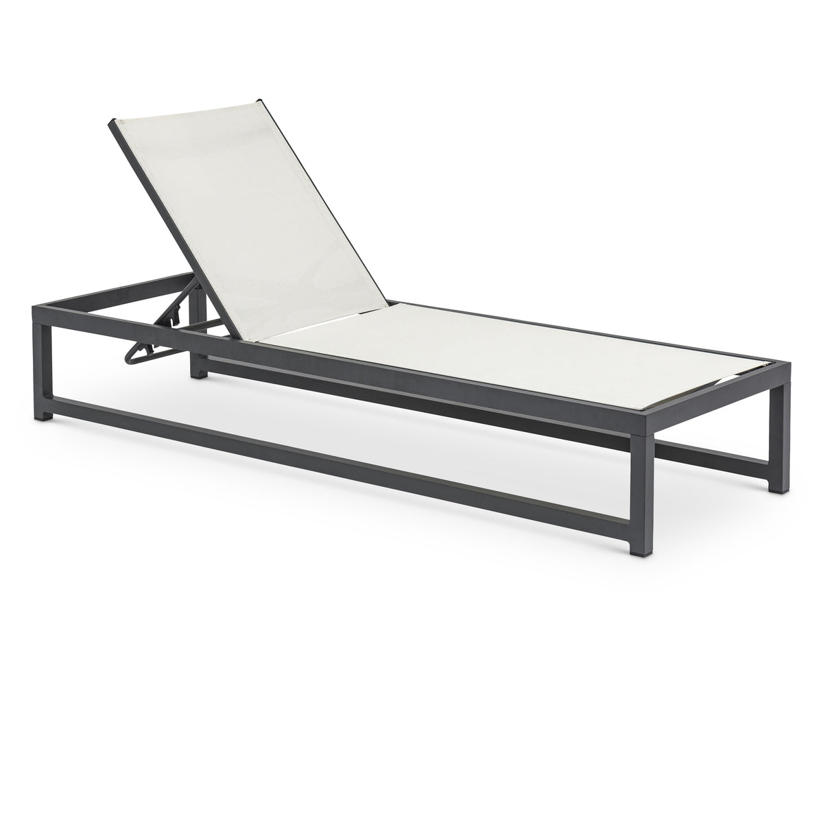 Meridian Maldives Cream Mesh Water Resistant Fabric Outdoor Patio Adjustable Sun Chaise Lounge Chair