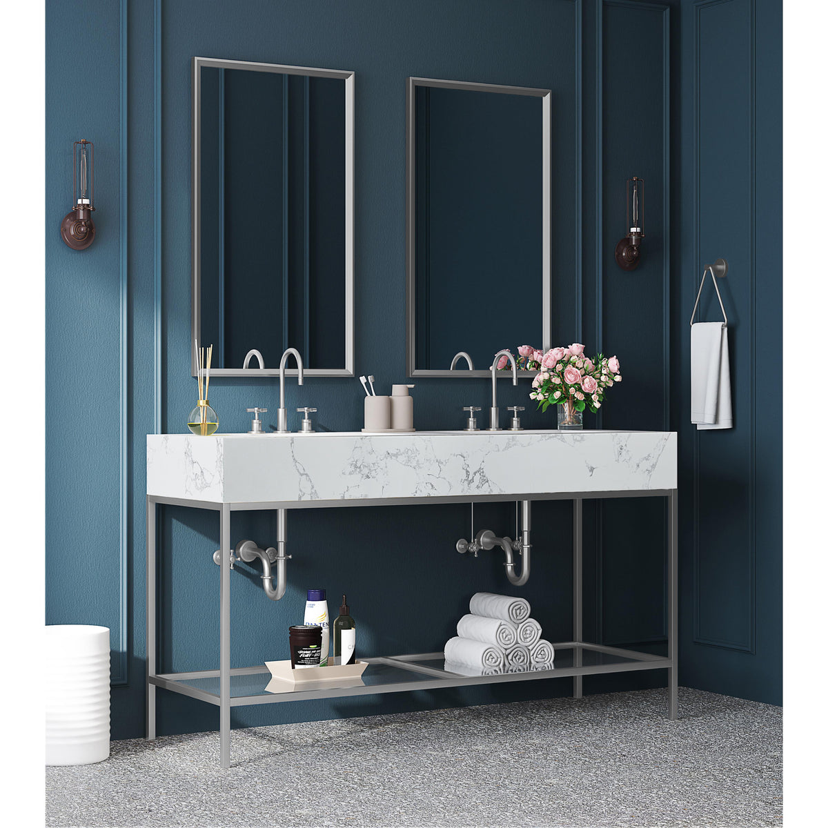 Meridian Marmo White Engineered Marble Bathroom Vanity