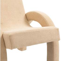 Meridian Corduroy Beige Corduroy Fabric Accent Chair