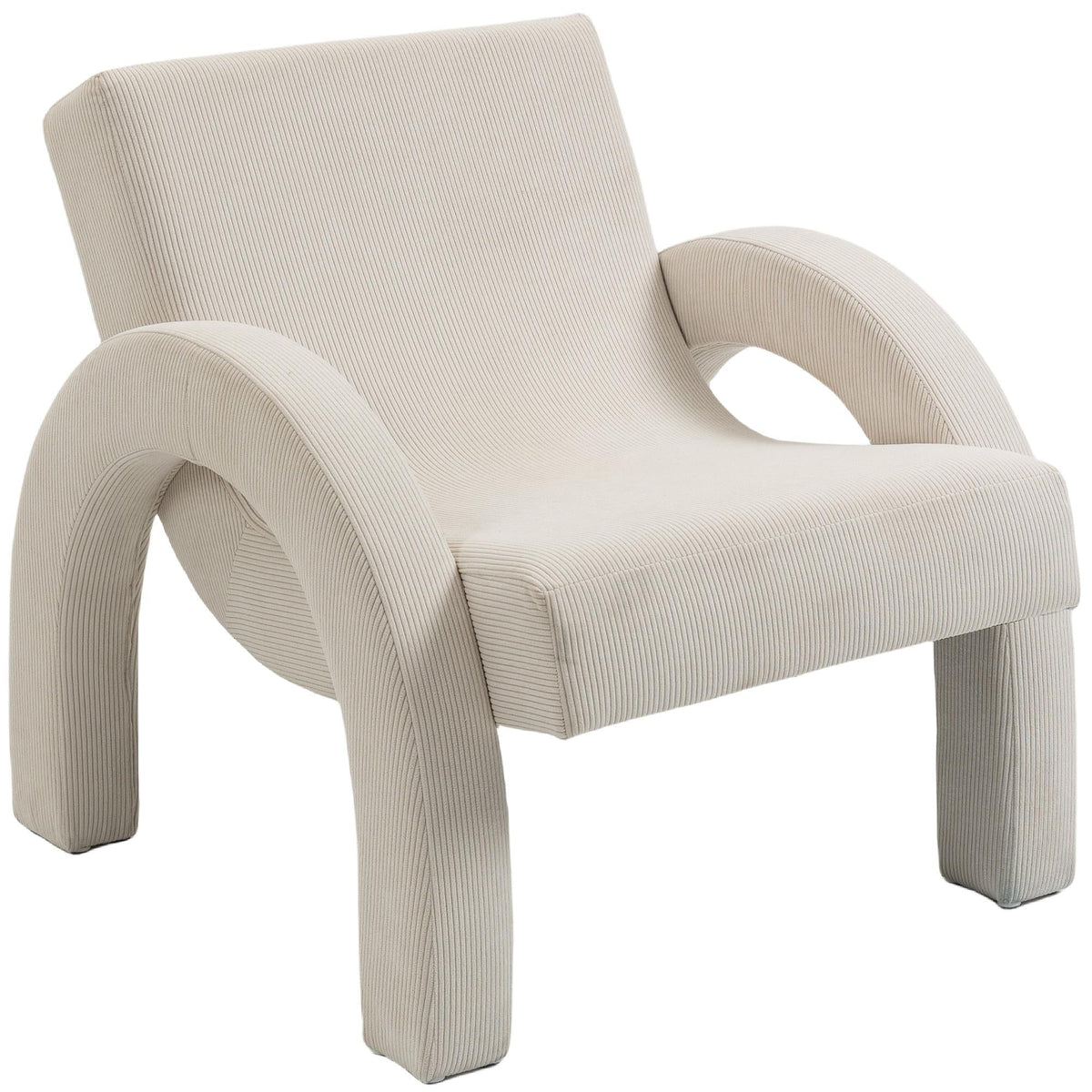 Meridian Corduroy Cream Corduroy Fabric Accent Chair