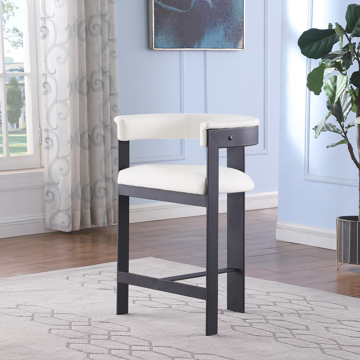 Meridian Romeo Cream Vegan Leather Counter Stool