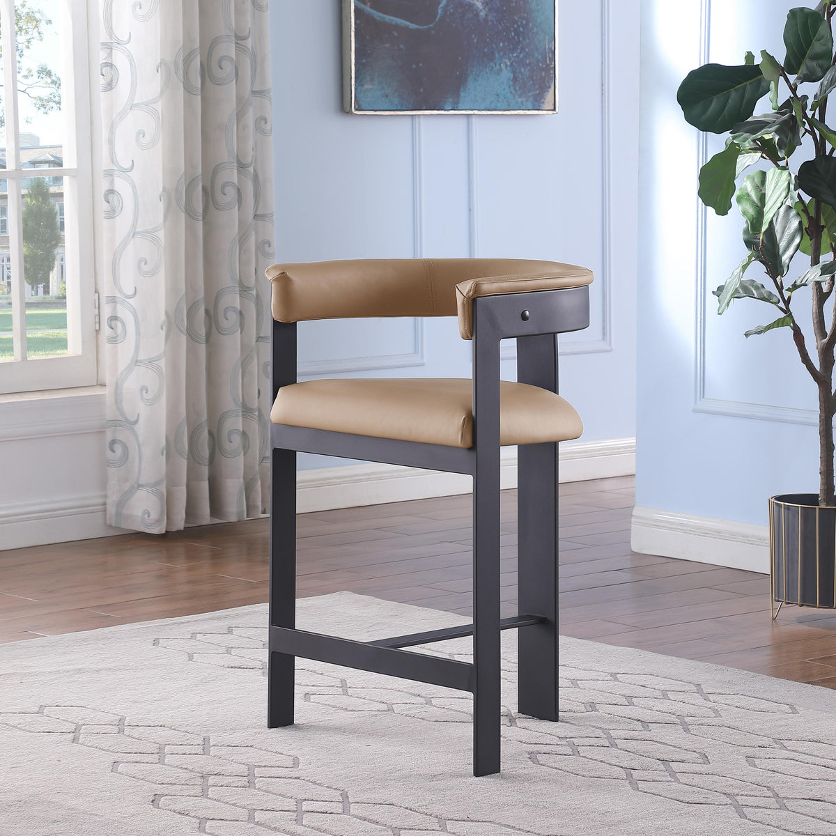 Meridian Romeo Tan Vegan Leather Counter Stool