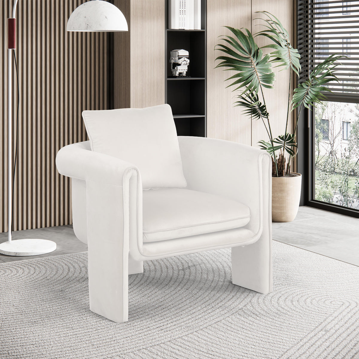 Meridian Sloan Cream Velvet Accent Chair