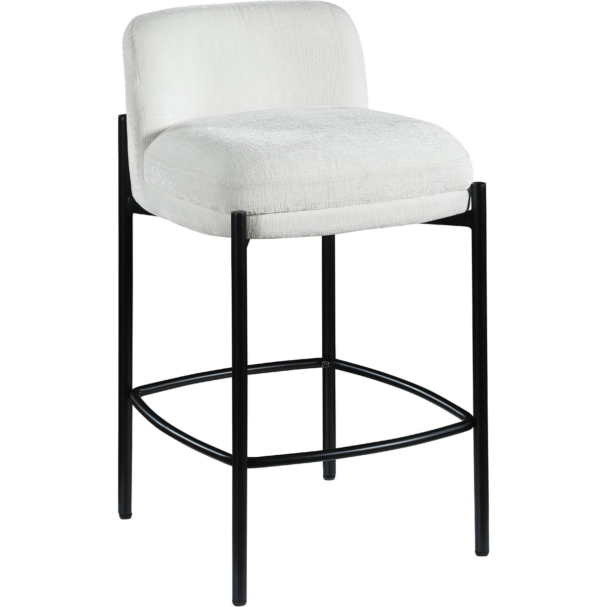 Meridian Burton Cream Chenille Fabric Stool