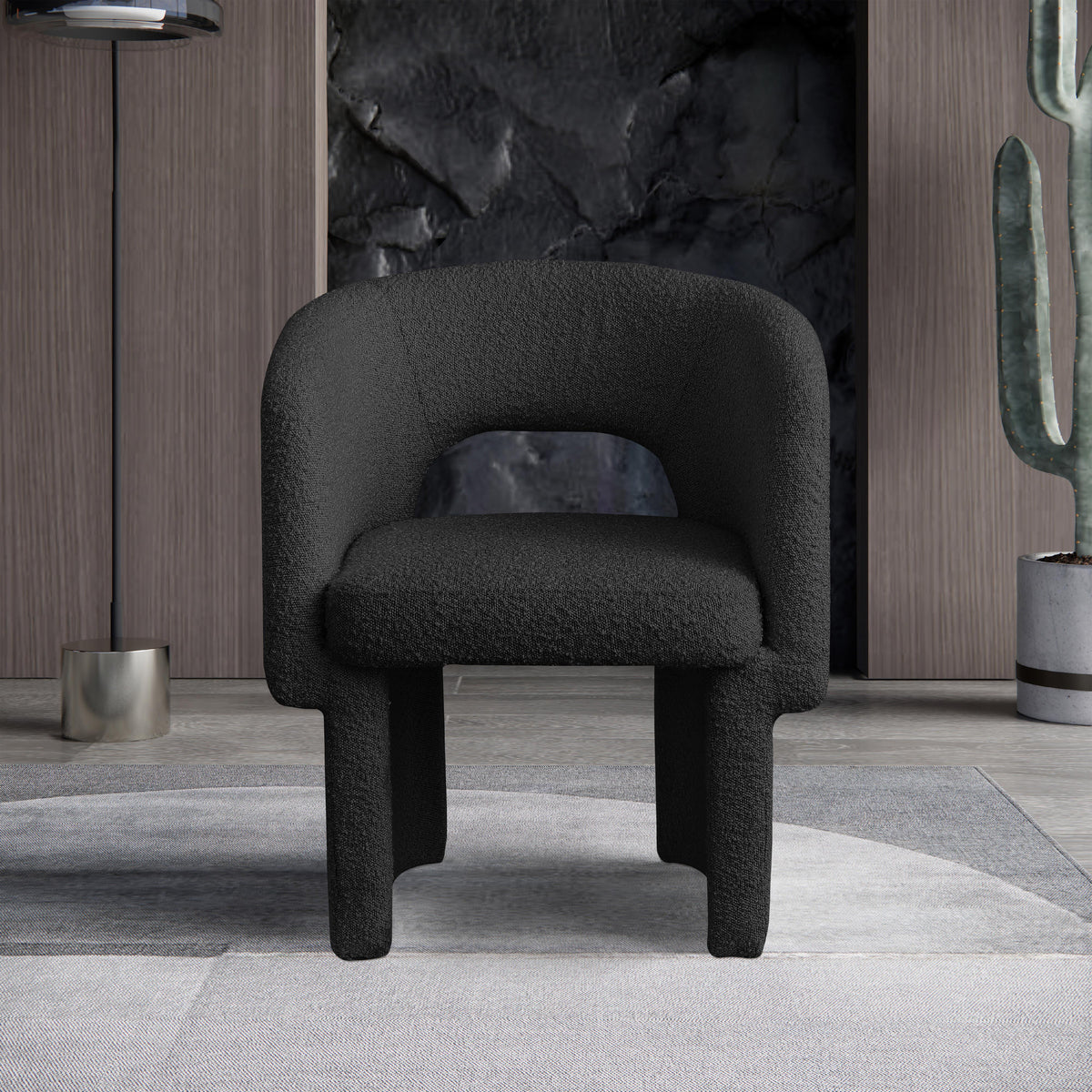 Meridian Emmet Black Boucle Fabric Dining Chair / Accent Chair