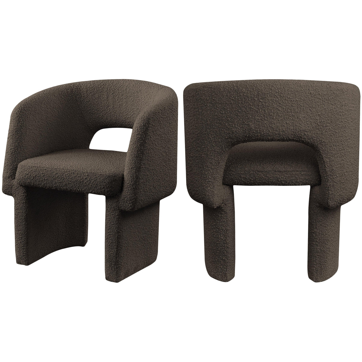 Meridian Emmet Brown Boucle Fabric Dining Chair / Accent Chair