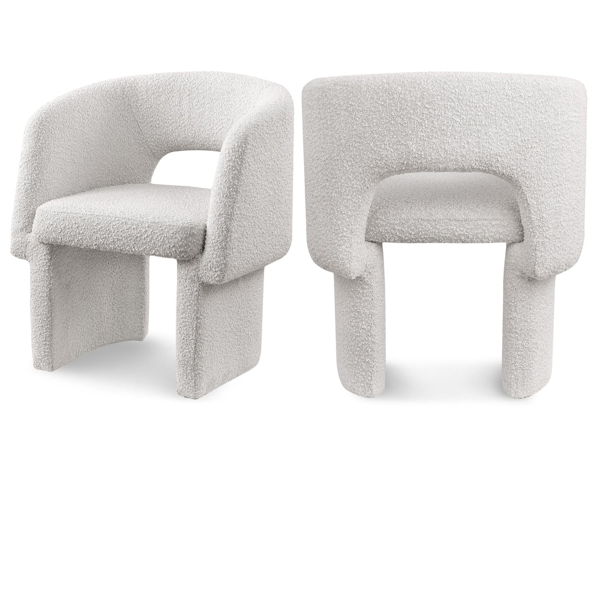 Meridian Emmet Cream Boucle Fabric Dining Chair / Accent Chair
