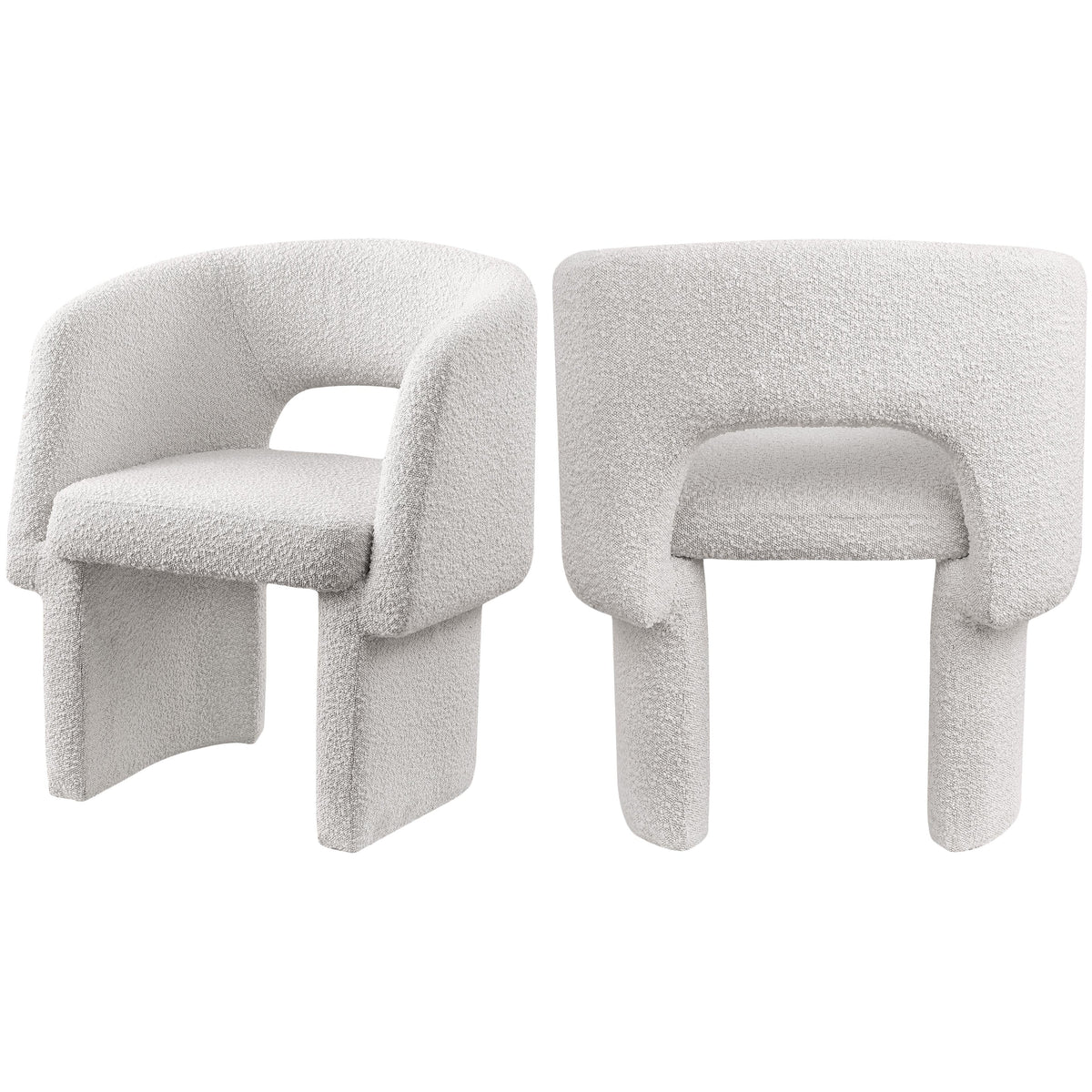 Meridian Emmet Cream Boucle Fabric Dining Chair / Accent Chair