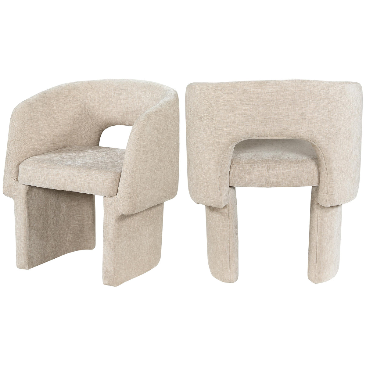 Meridian Emmet Beige Chenille Fabric Dining Chair / Accent Chair