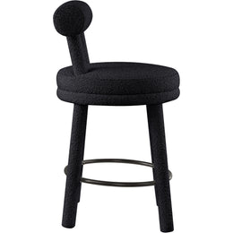 Meridian Parlor Black Boucle Fabric Stool