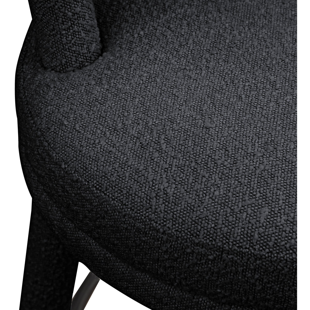 Meridian Parlor Black Boucle Fabric Stool