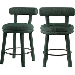 Meridian Parlor Green Boucle Fabric Stool