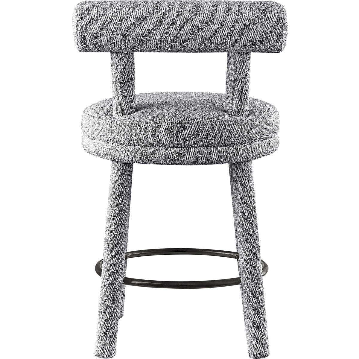 Meridian Parlor Grey Boucle Fabric Stool