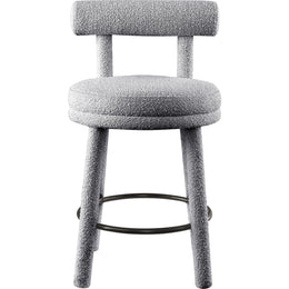 Meridian Parlor Grey Boucle Fabric Stool