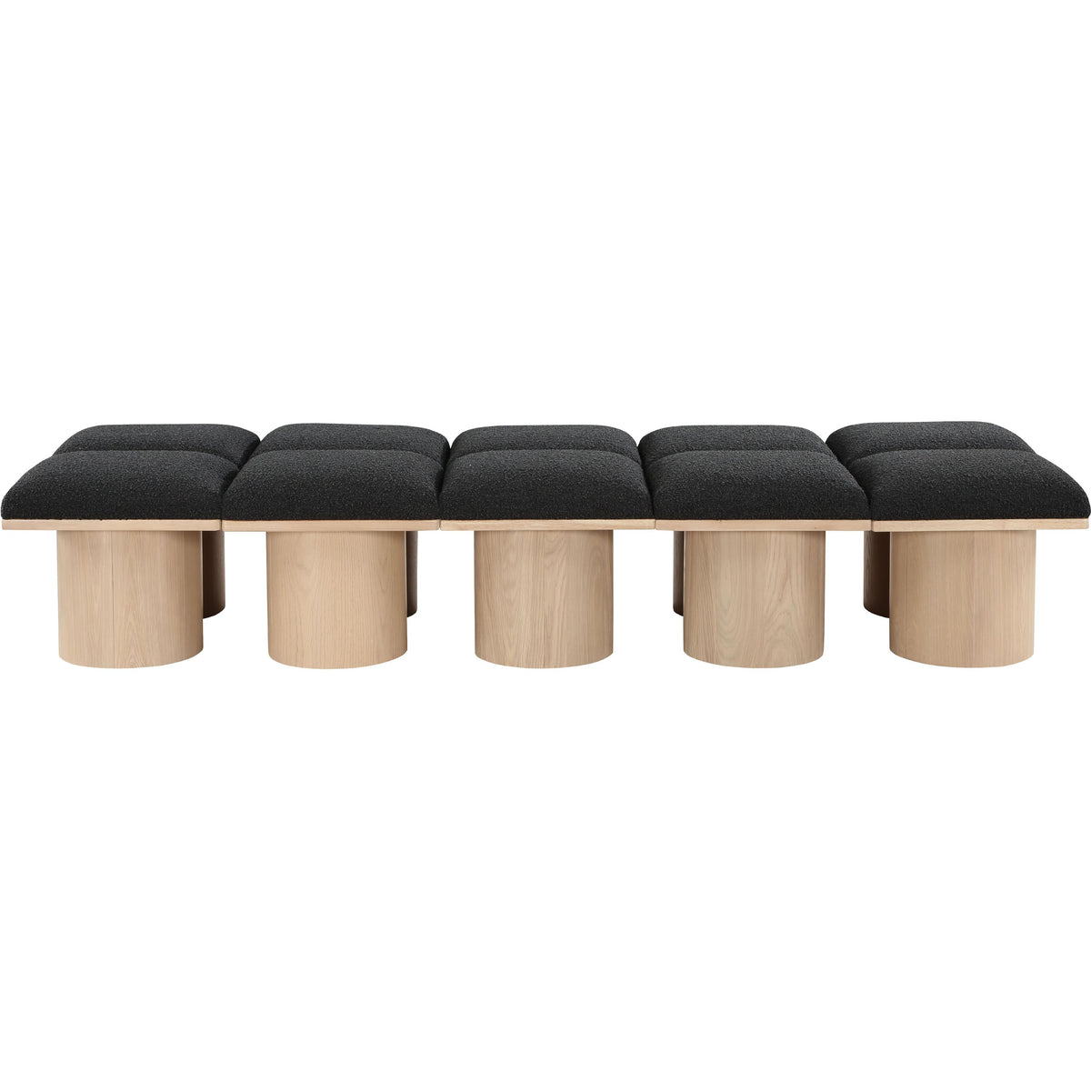 Meridian Pavilion Black Boucle Fabric Bench