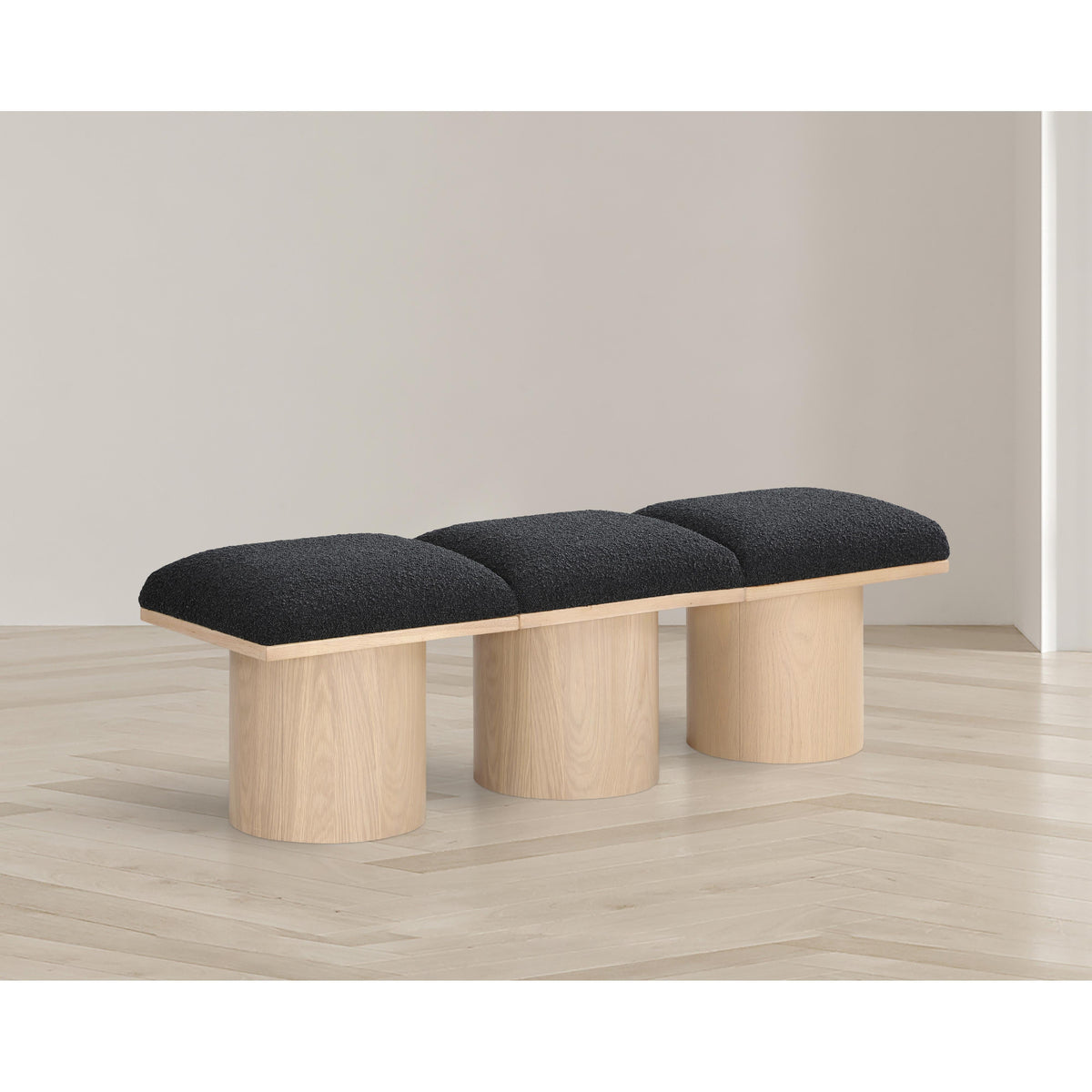 Meridian Pavilion Black Boucle Fabric Bench