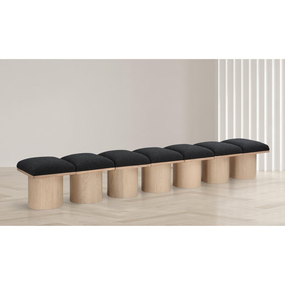 Meridian Pavilion Black Boucle Fabric Bench
