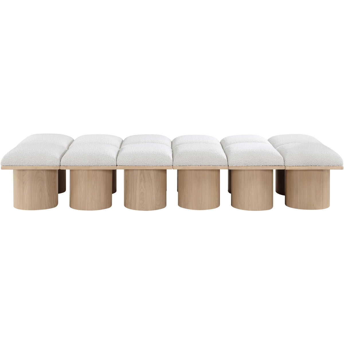 Meridian Pavilion Cream Boucle Fabric Bench