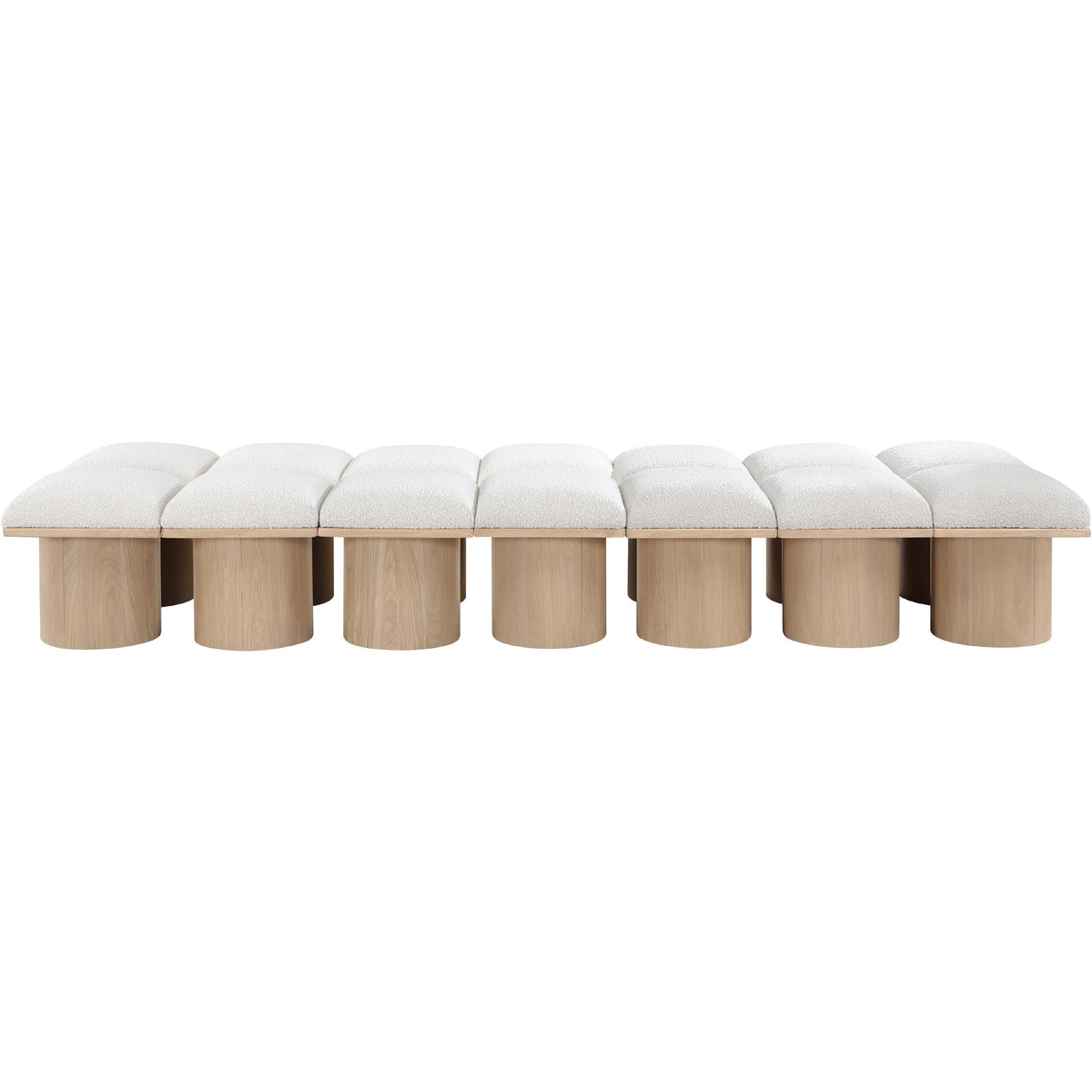 Meridian Pavilion Cream Boucle Fabric Bench