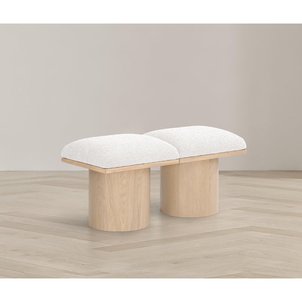Meridian Pavilion Cream Boucle Fabric Bench