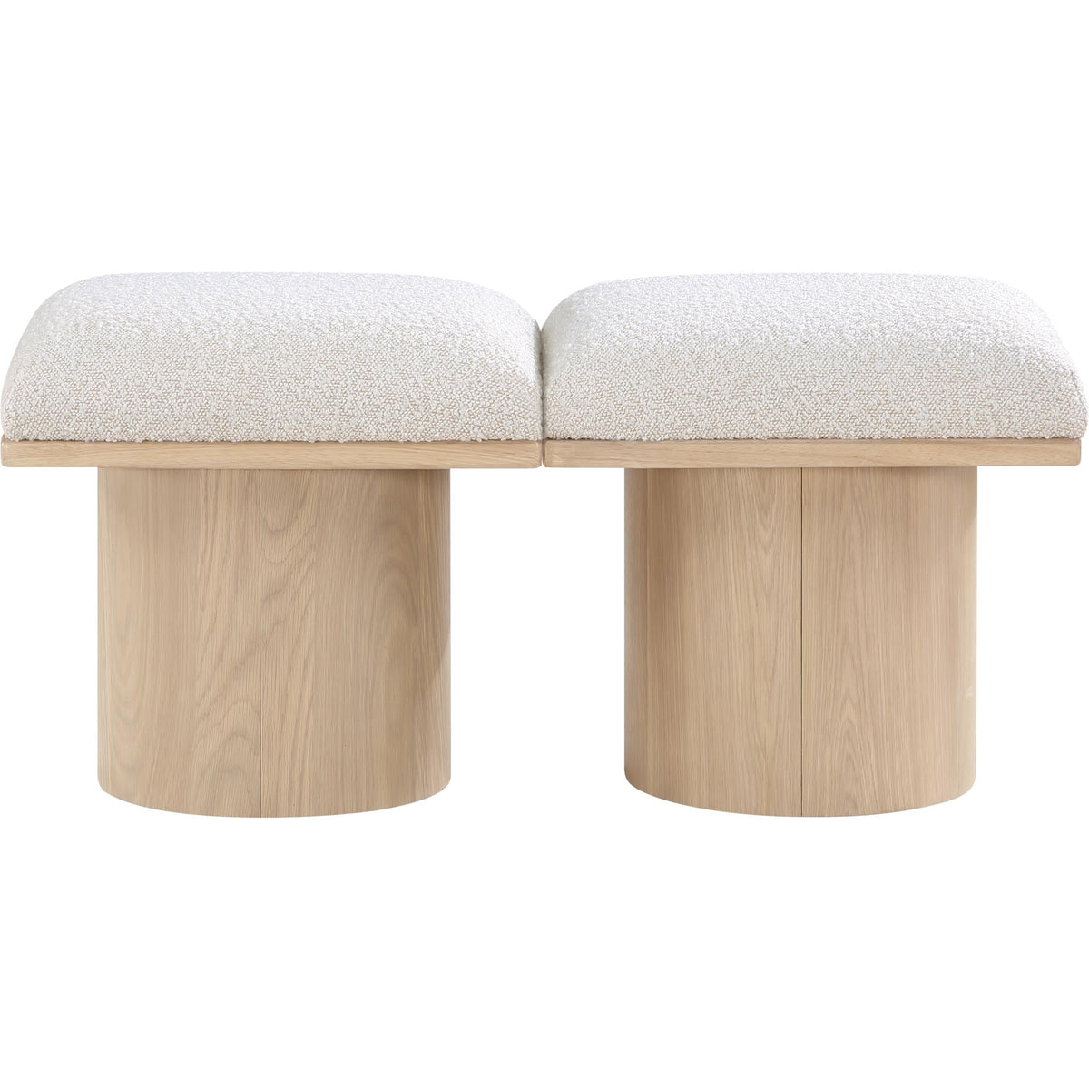 Meridian Pavilion Cream Boucle Fabric Bench