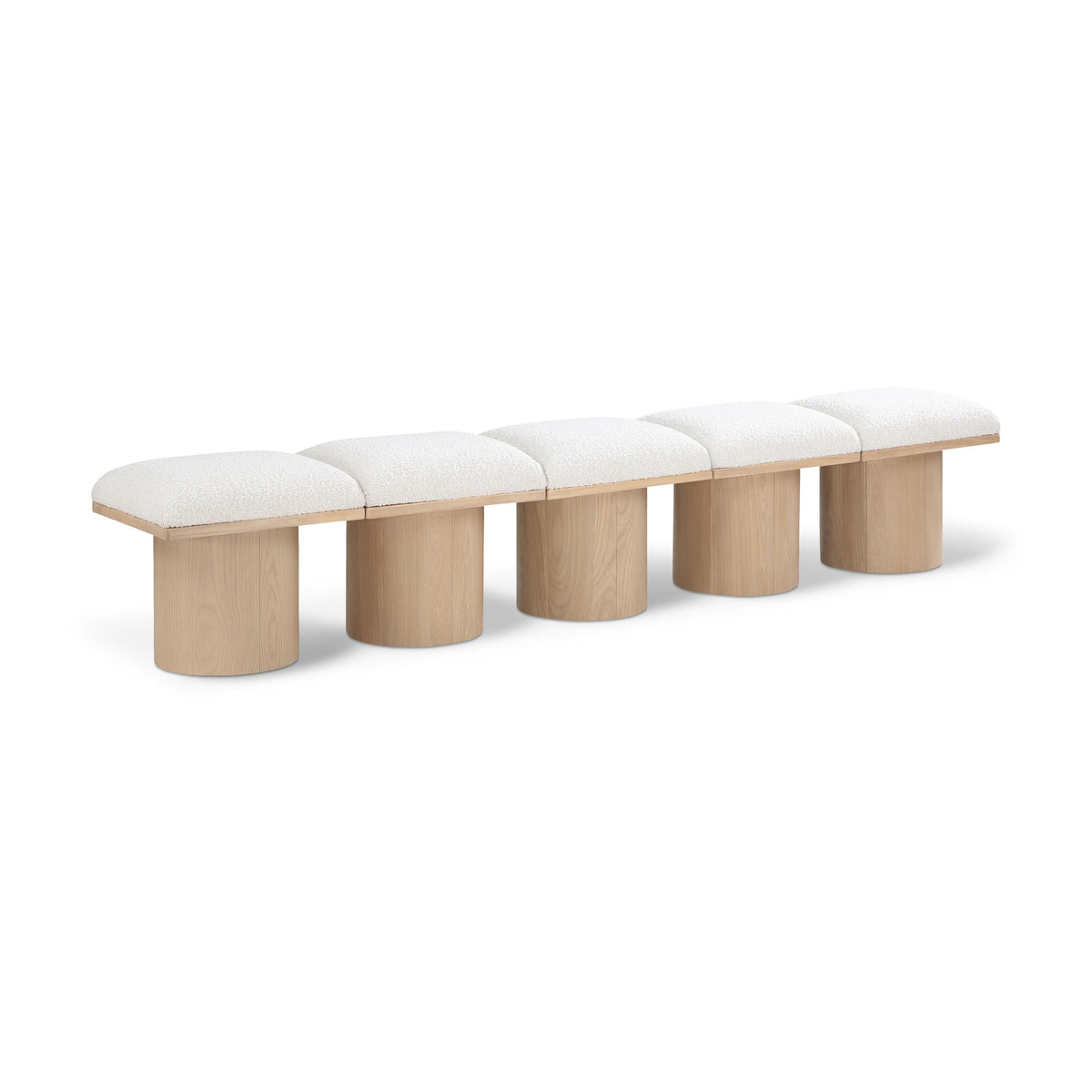 Meridian Pavilion Cream Boucle Fabric Bench