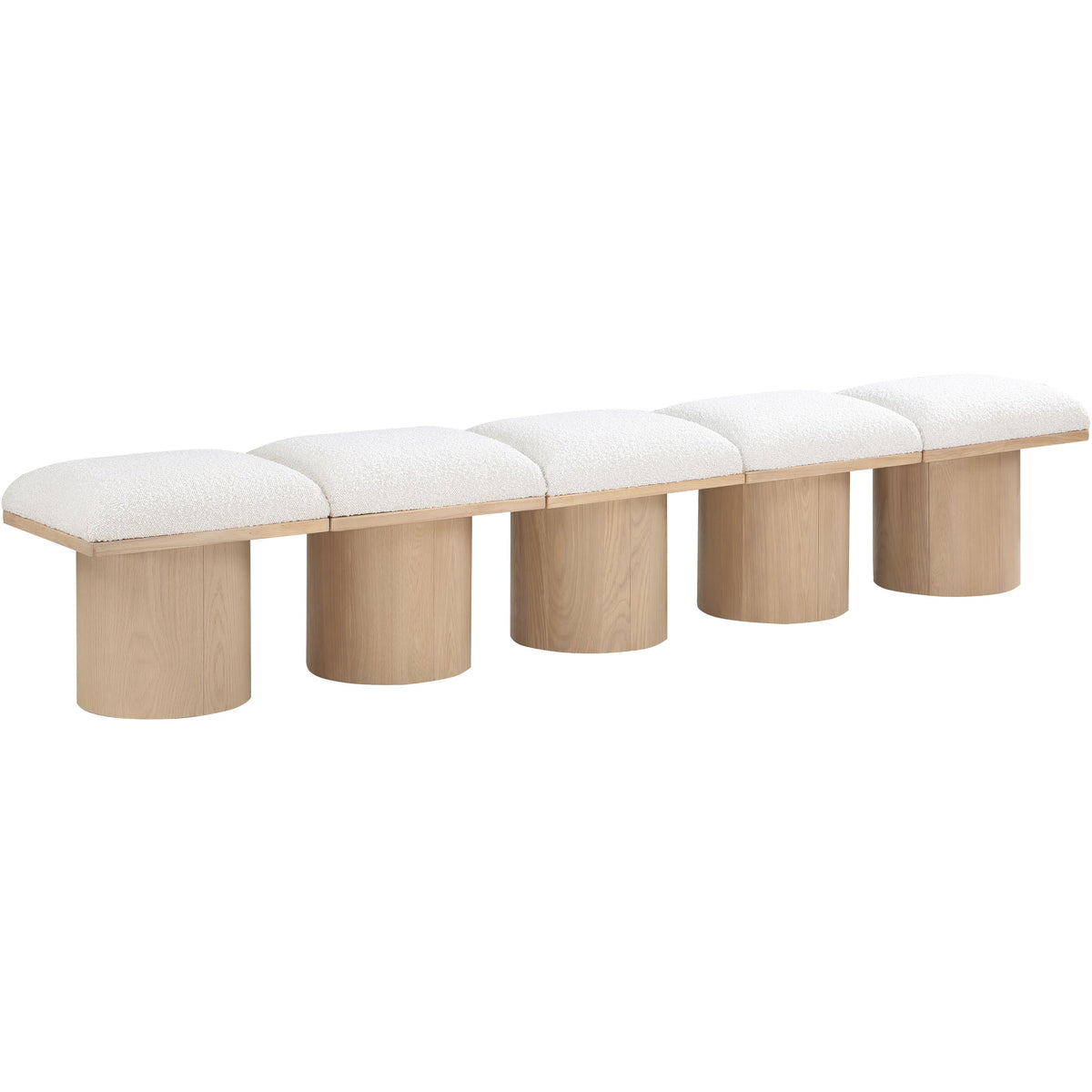 Meridian Pavilion Cream Boucle Fabric Bench