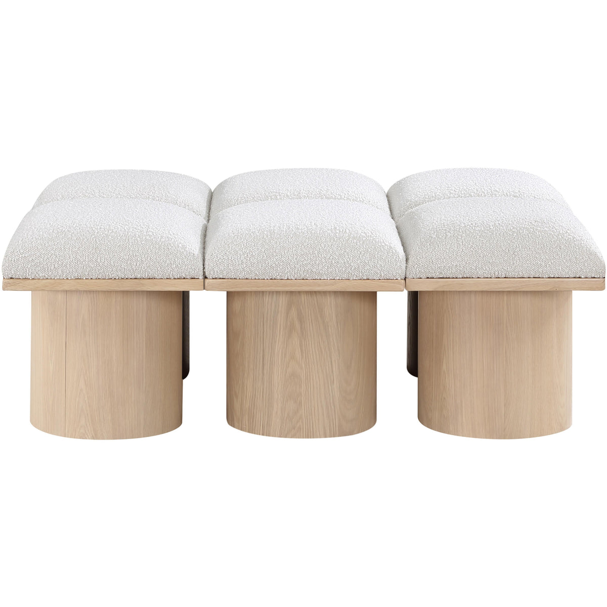 Meridian Pavilion Cream Boucle Fabric Bench