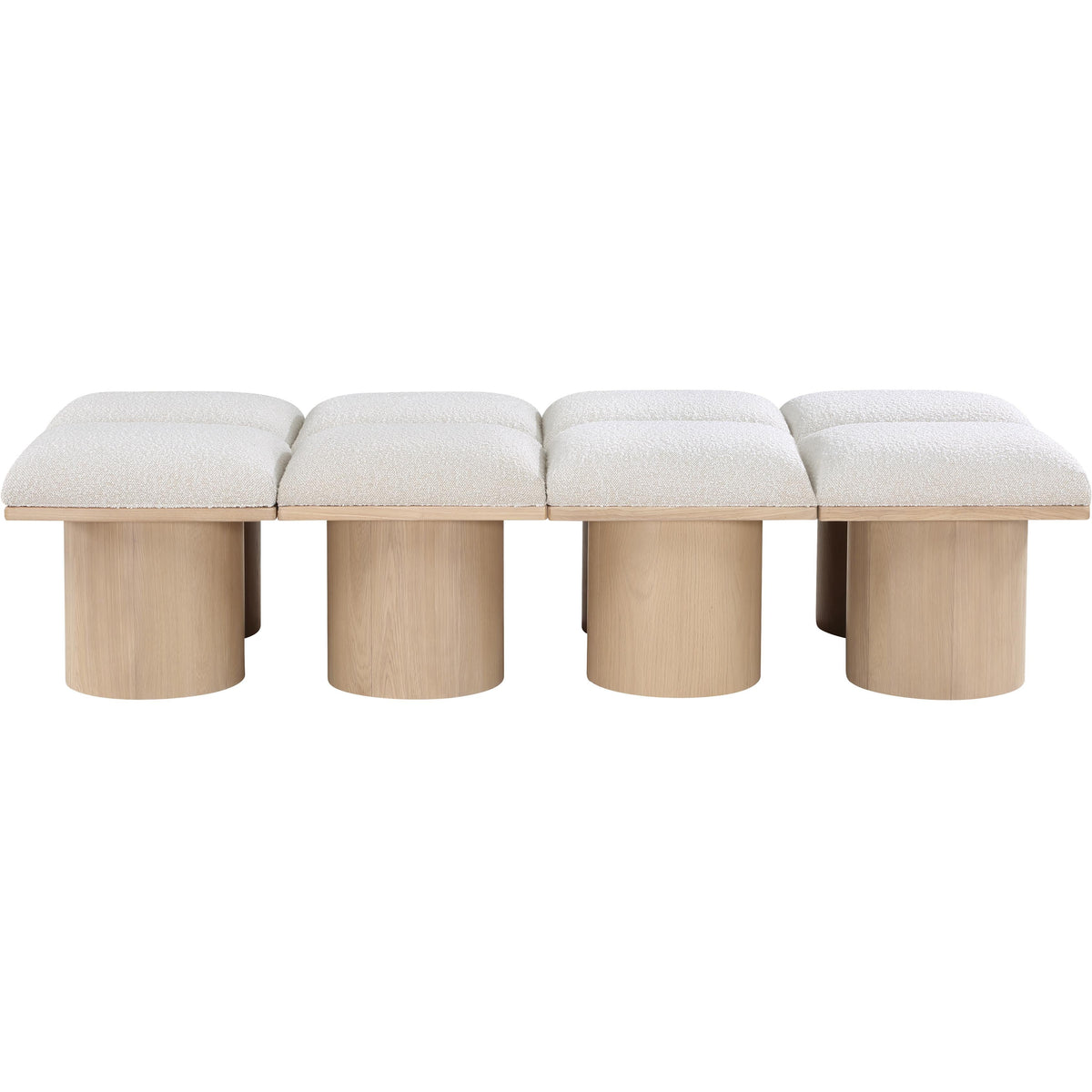 Meridian Pavilion Cream Boucle Fabric Bench