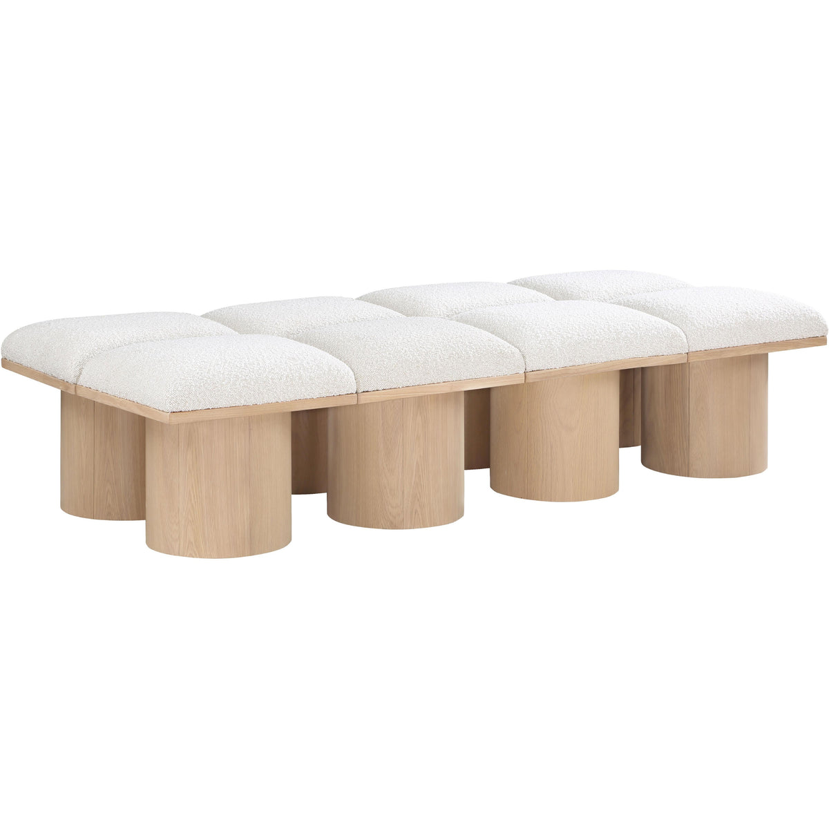 Meridian Pavilion Cream Boucle Fabric Bench