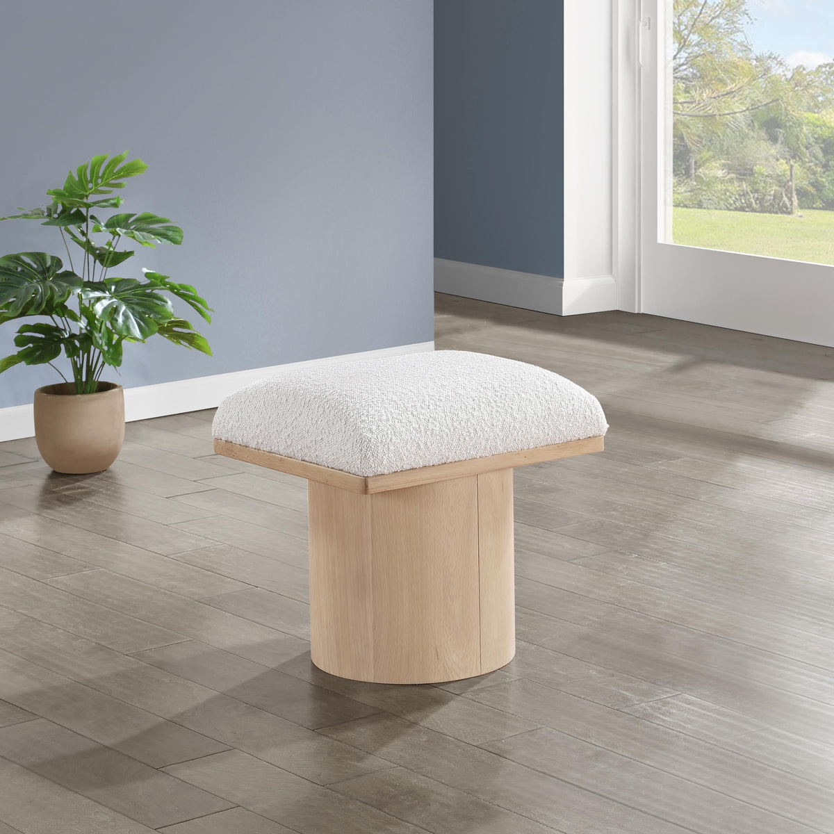 Meridian Pavilion Cream Boucle Fabric Bench/Stool